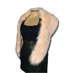 Light Pink Faux Fur Scarf Silk Lined